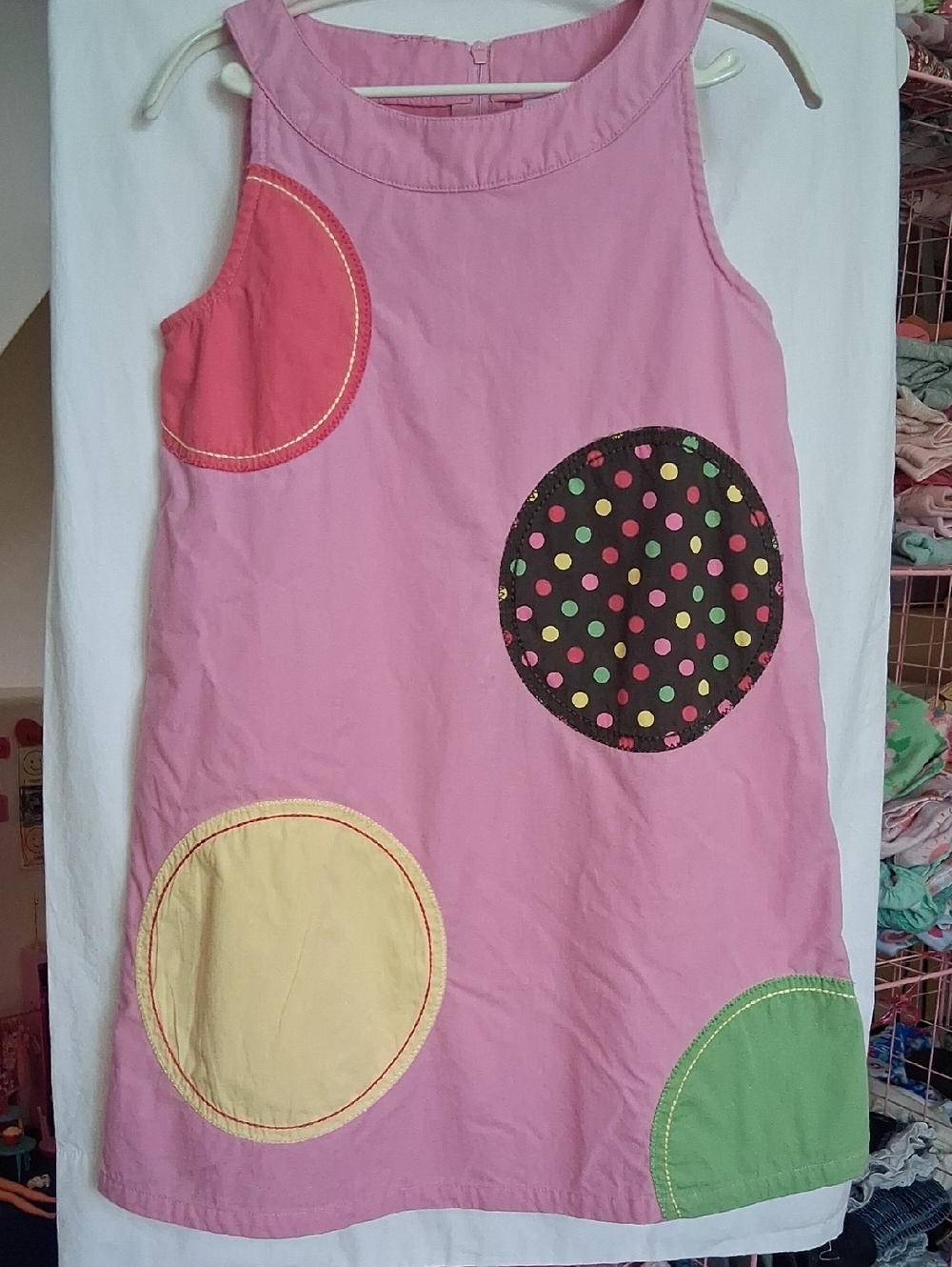 Gymboree Pink Dress with Polka Dot and Colorful Circle Appliqués